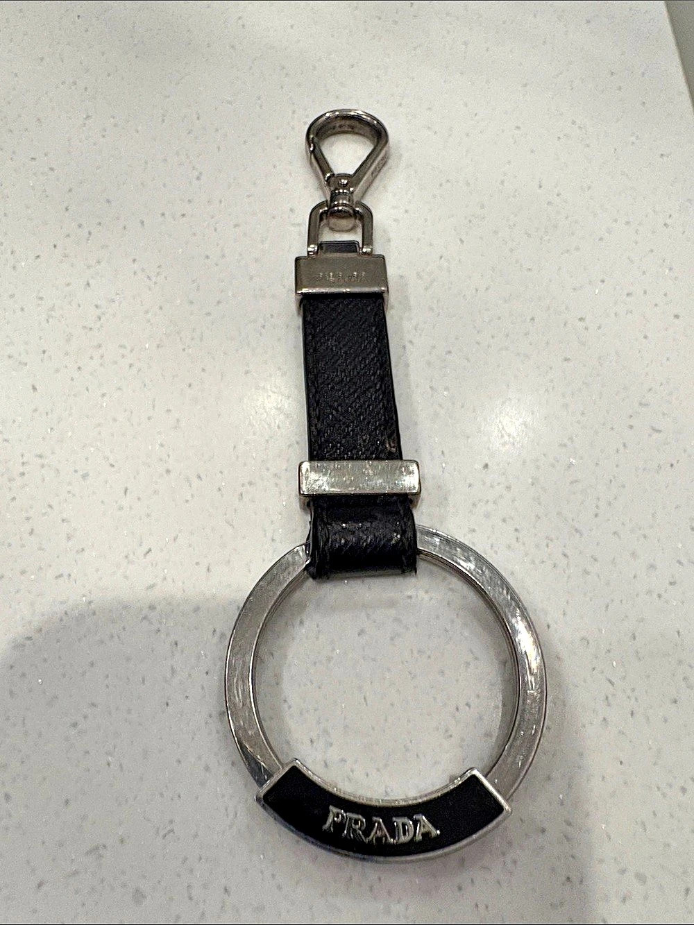 Prada Black Leather Key Ring